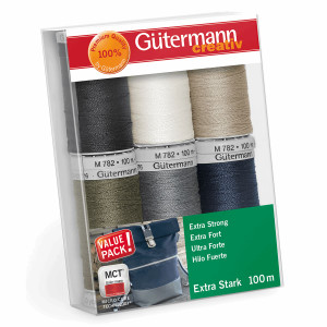 Gutermann 6 Thread Set: 100% Polyester Extra Strong - Col 1
