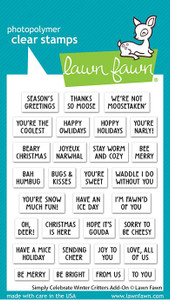 Lawn Fawn Simply Celebrate Winter Critters Add-On - 3X4 Clear Stamp Set