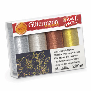 Gutermann Metallic Effect Sewing Thread for Hand and Machine - 4 Colour Set Gutermann Metallic Effect Sewing Thread for Hand and Machine - 4 Colour Set