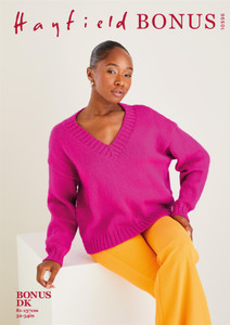 Hayfield Bonus DK V Neck Sweater Knitting Pattern - Easy Level Hayfield Bonus DK V Neck Sweater Knitting Pattern - Easy Level