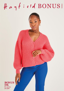 Hayfield Bonus DK V Neck Cardigan Knitting Pattern - Intermediate Level Hayfield Bonus DK V Neck Cardigan Knitting Pattern - Intermediate Level