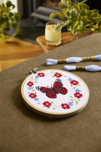 DMC Cross Stitch Kit Butterfly Blooms by Jo Aston - Intermediate DMC Cross Stitch Kit Butterfly Blooms by Jo Aston - Intermediate