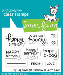 Lawn Fawn Tiny Tag Sayings: Birthday 2X3 Clear Stamp