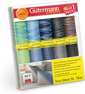 Gutermann Thread Set: Deco Stitch 70: 10 x 70m: Assorted Gutermann Thread Set: Deco Stitch 70: 10 x 70m: Assorted
