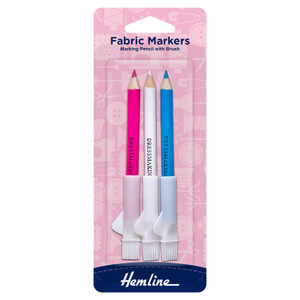 Hemline Fabric Markers Marking Pencil with Brush 3 Colours 3 pcs Hemline Fabric Markers Marking Pencil with Brush 3 Colours 3 pcs
