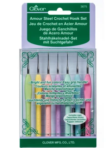Clover Crochet Hook Set, Amour Steel, 0.6-1.75mm