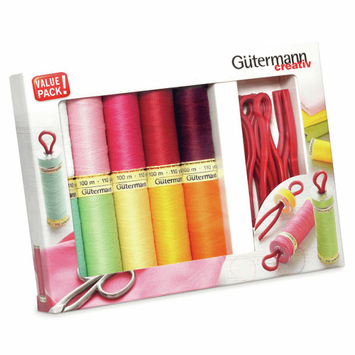 Gutermann Sew-All Set Plus Prym Bobbin Clips 100% Polyester Thread 100m 10 Reels