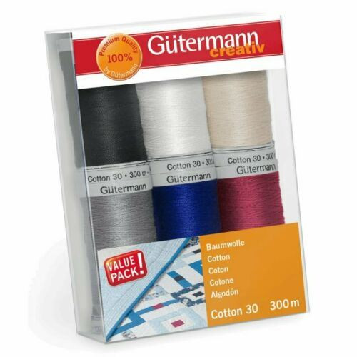 Gutermann 6 Thread Set: 100% Cotton No.30 - Col 1