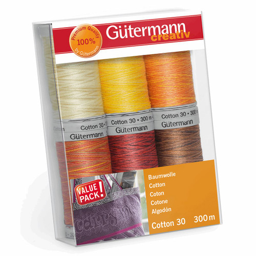 Gutermann 6 Thread Set: 100% Cotton No.30 - Col 2