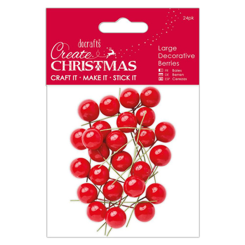Papermania Create Christmas - 24 pk Decorative Red Berries by DoCrafts