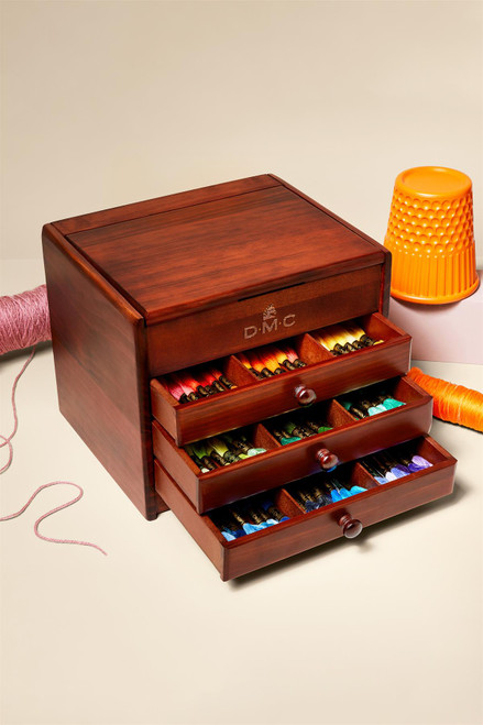 DMC Wooden Collectors Box includes 120 Essential Stranded Cotton Threads