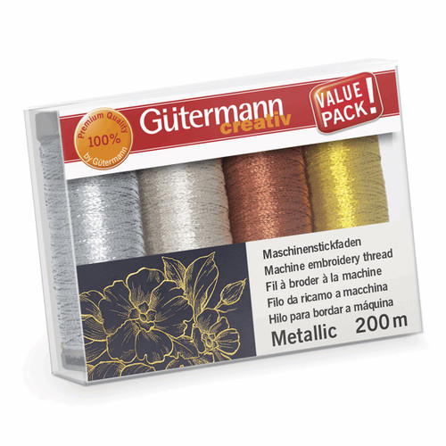 Gutermann Metallic Effect Sewing Thread for Hand and Machine - 4 Colour Set