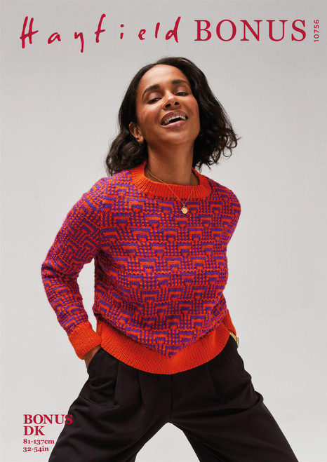 Hayfield Bonus DK Pulse Flash Sweater Knitting Pattern - Advanced Level