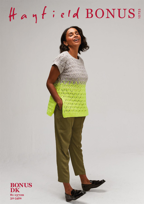 Hayfield Bonus DK Glow & Go Top Knitting Pattern - Intermediate Level