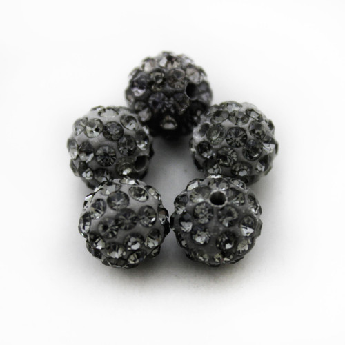 10mm Shamballa Beads - Black Diamond