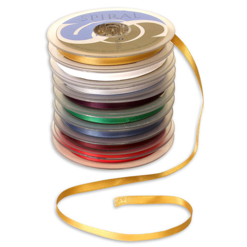Coloured Double-Faced Satin Spiral Ribbon x 25mtr