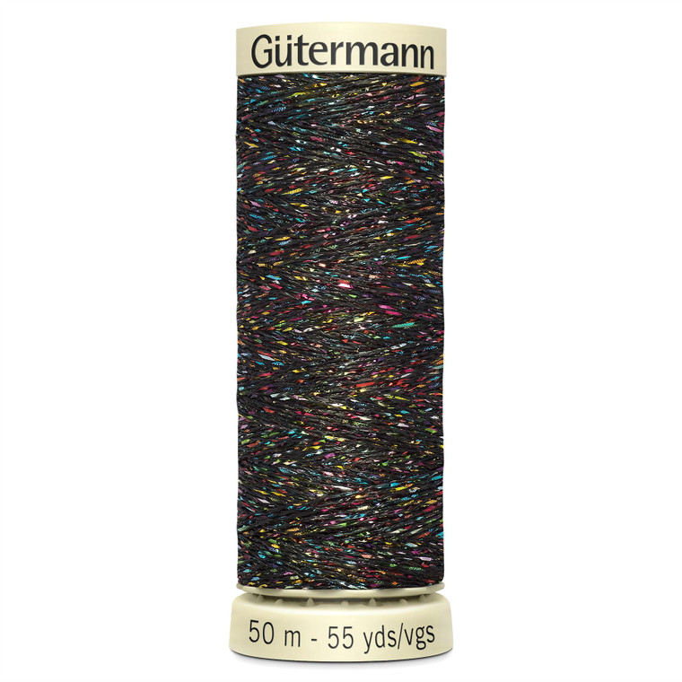 Gutermann Metallic Effect Sewing Thread for Hand and Machine 50m - Black Multi 71