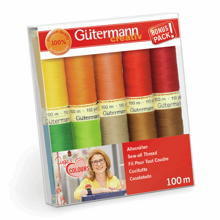 Gutermann Sew-all 100% Polyester Thread 100m Hand and Machine - 10 Multicoloured reels