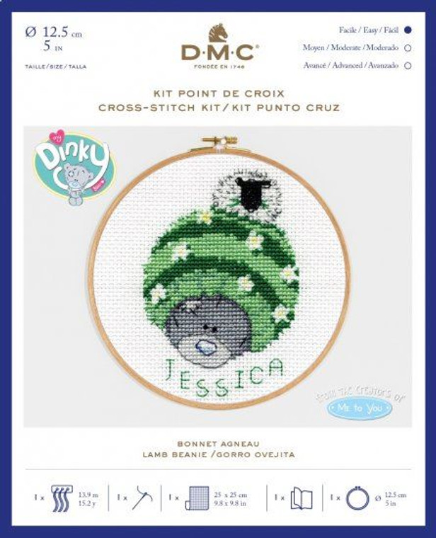 DMC My Dinky Bear Cross Stitch Kit - Lamb Beanie