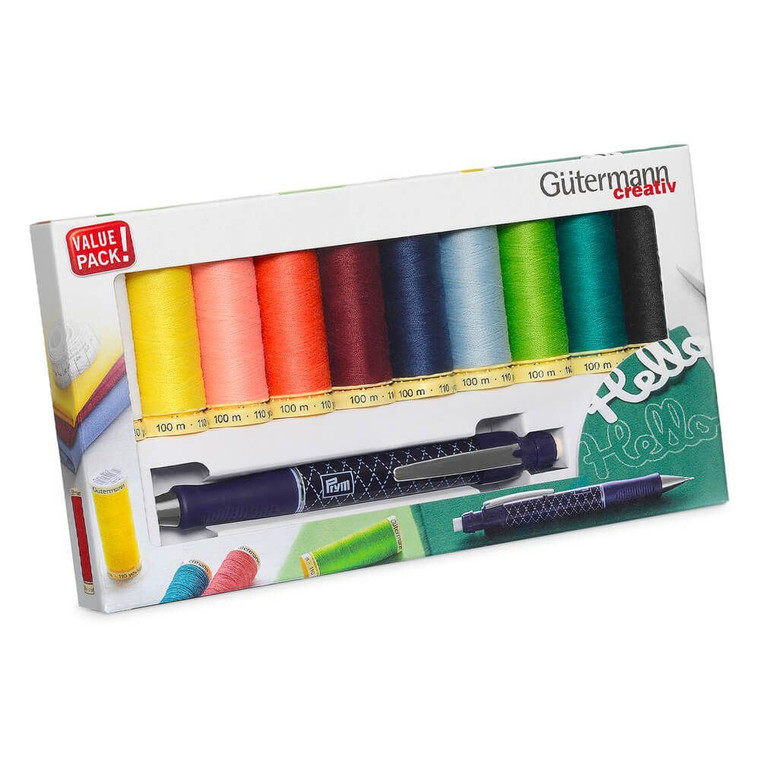 Gutermann Thread Set: Sew-All: 10 x 100m with Cartridge Pencil