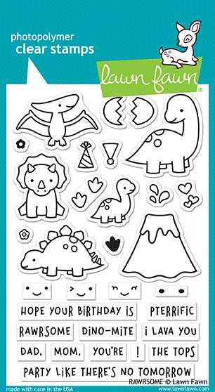 Lawn Fawn Rawrsome 4X6 Clear Stamp Set