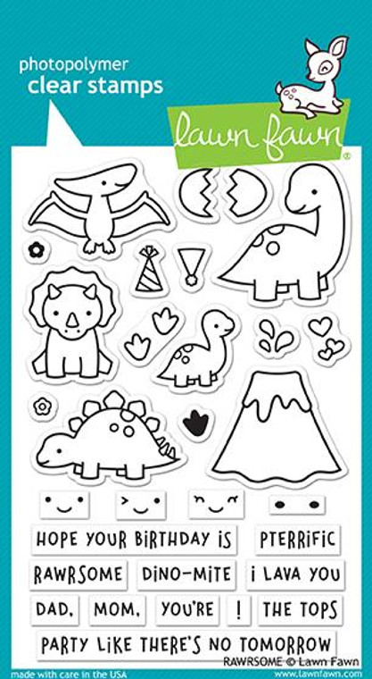 Lawn Fawn Rawrsome 4X6 Clear Stamp Set