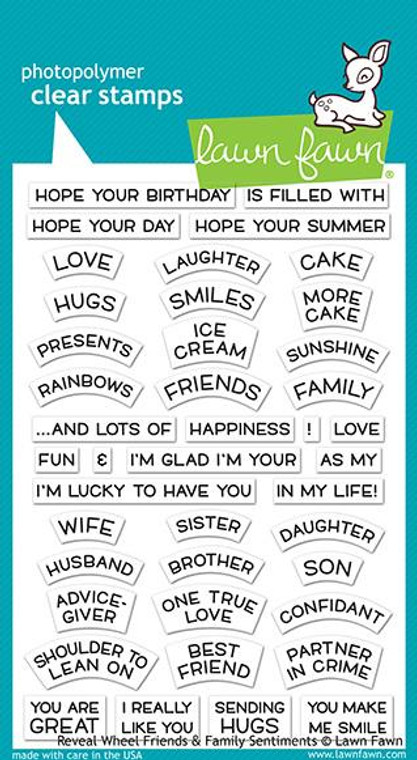 Lawn Fawn Reveal Wheel Friends & Family Sentiments 4X6 Clear Stamp Set