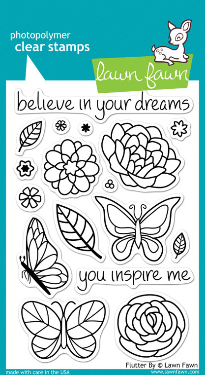 Lawn Fawn Flutter By 4X6 Clear Stamp Set