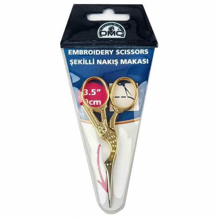 DMC Stork Design Embroidery and Sewing Scissors in Gold