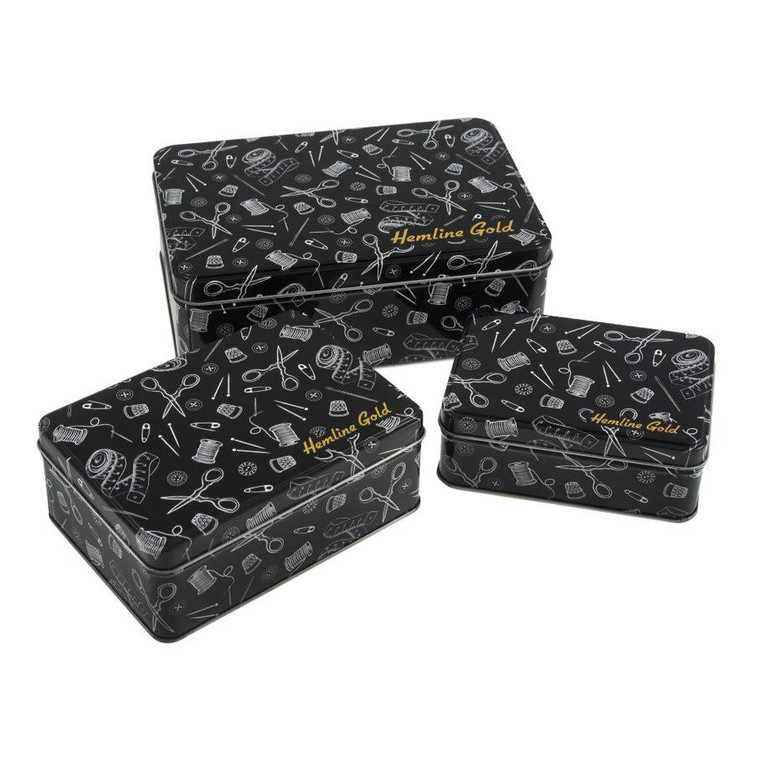Hemline Gold Sewing Accessories Boxes in 3 sizes