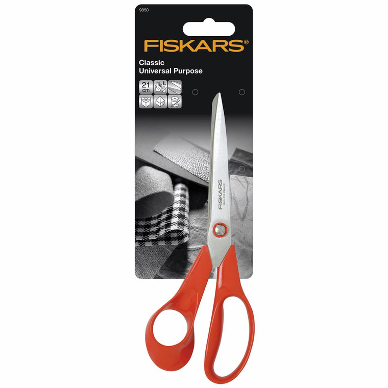 Fiskars Classic Universal Left-Handed 21cm Scissors Dressmaking and Craft Shears. Damaged Packaging.