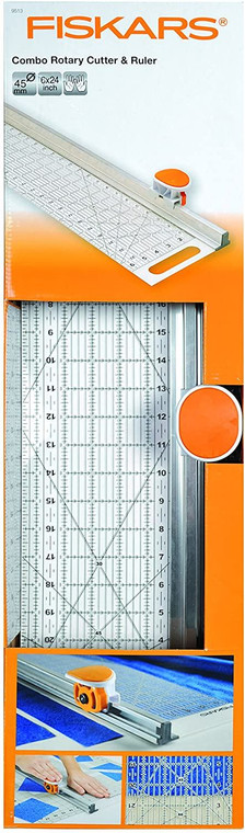 Fiskars Rotary Cutter & Ruler Combo: 45mm Diameter: (6 x 24 in)15 x 61cm. Returned item, no packaging