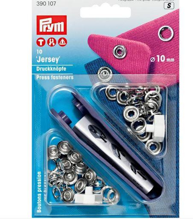 Prym Non-sew press fasteners jersey ring silver, 10MM