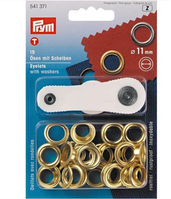 Prym Eyelets and washers, 11MM GOLD