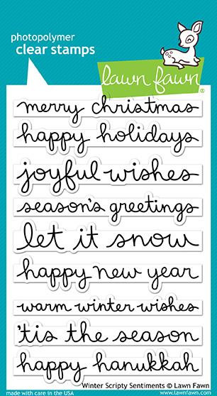 Lawn Fawn Winter Scripty Sentiments 4X6 Clear Stamp Set