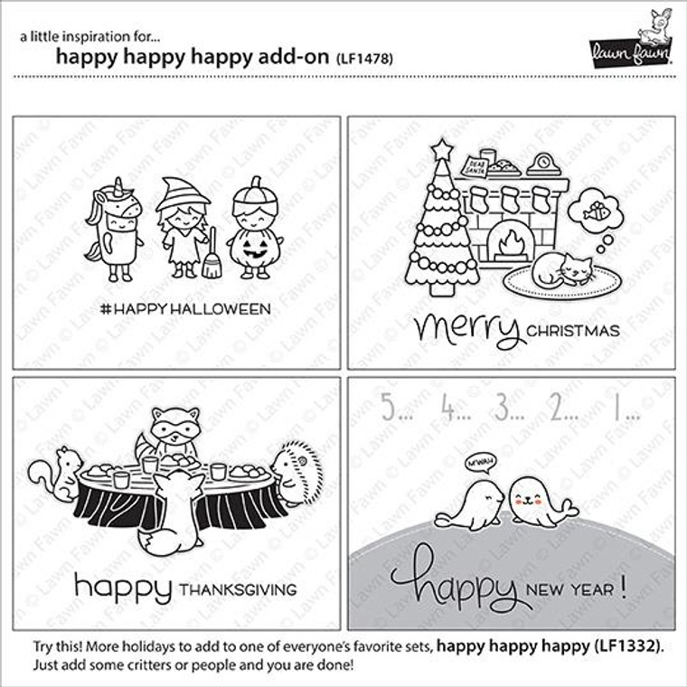 Lawn Fawn Happy Happy Happy Add-On 3X4 Clear Stamp Set
