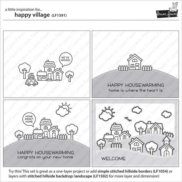 Lawn Fawn Happy Village 4X6 Clear Stamp Set
