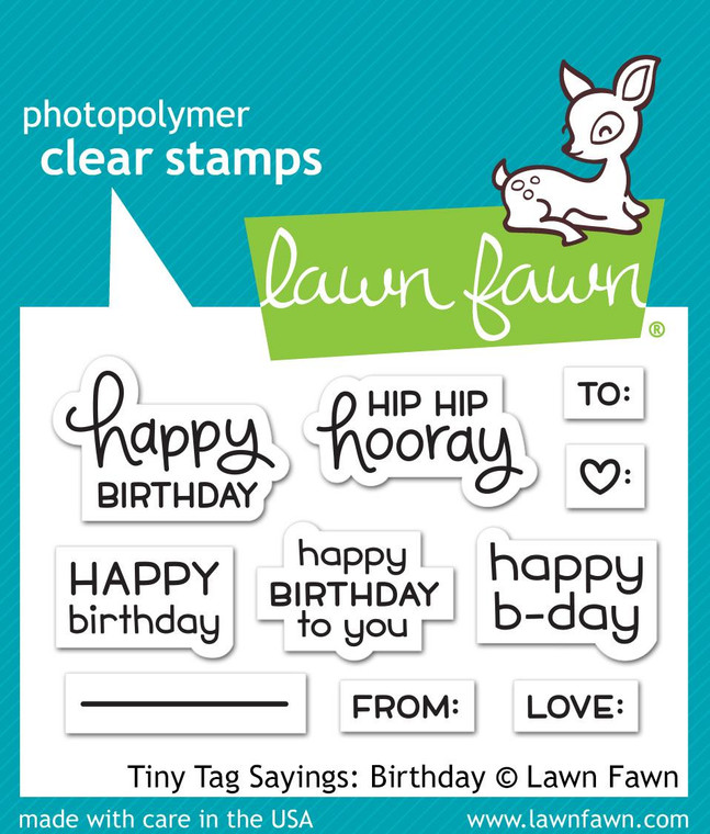 Lawn Fawn Tiny Tag Sayings: Birthday 2X3 Clear Stamp
