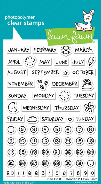 Lawn Fawn Plan On It: Calendar 4X6 Clear Stamp Set