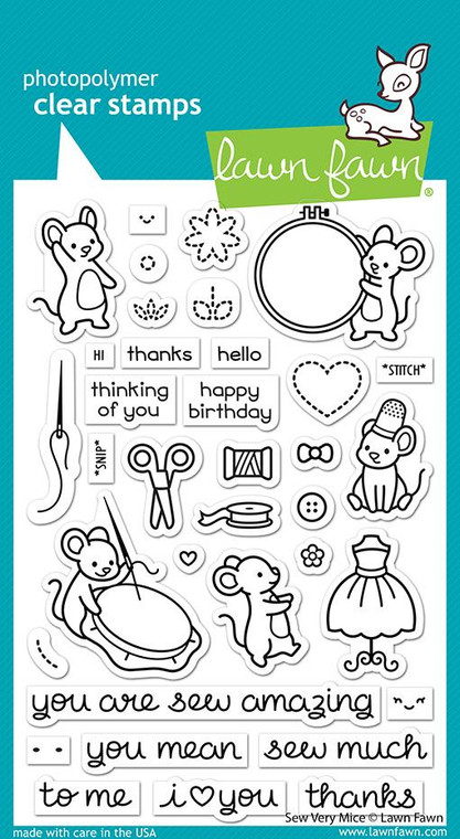 Lawn Fawn Sew Very Mice 4X6 Clear Stamp Set
