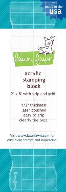 Lawn Fawn 2"X8" Grip Block With Grid Acrylic Block