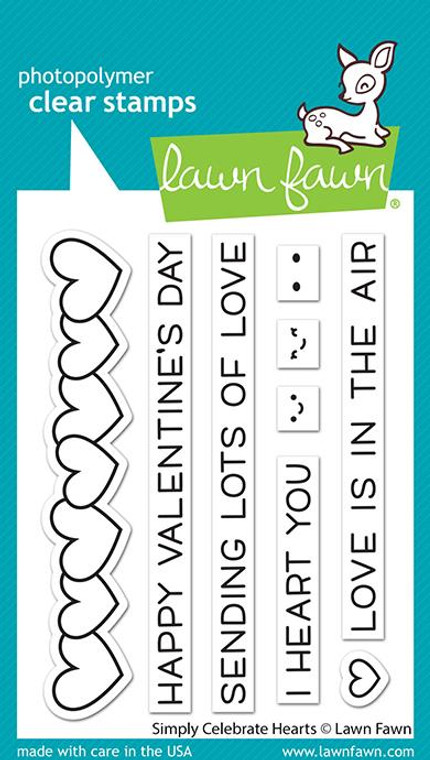 Lawn Fawn 3X4 Stamp Set - Simply Celebrate Hearts