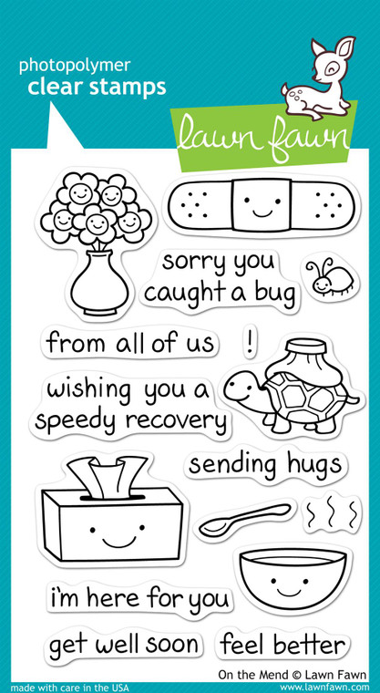 Lawn Fawn On The Mend 4X6 Clear Stamp Set