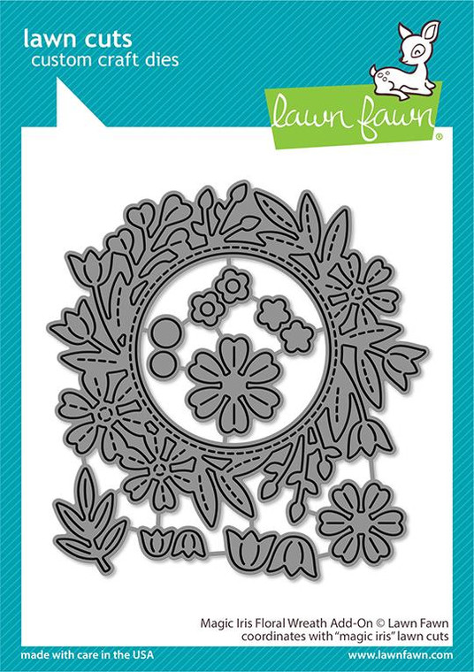 Lawn Fawn magic iris floral wreath add-on dies