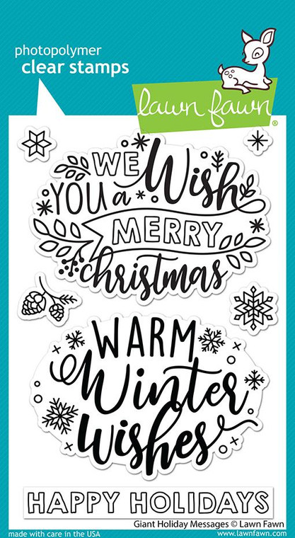 Lawn Fawn Giant Holiday Messages 4X6 Clear Stamp Set
