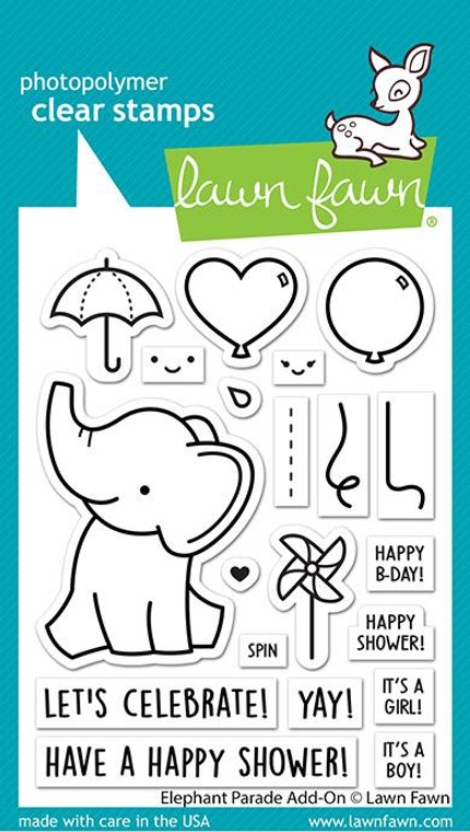 Lawn Fawn Elephant Parade Add-On 3X4 Clear Stamp Set