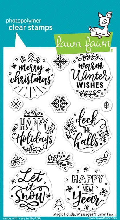 Lawn Fawn Magic Holiday Messages 4X6 Clear Stamp Set