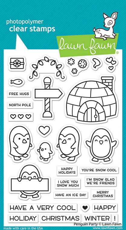 Lawn Fawn Penguin Party 4X6 Clear Stamp Set