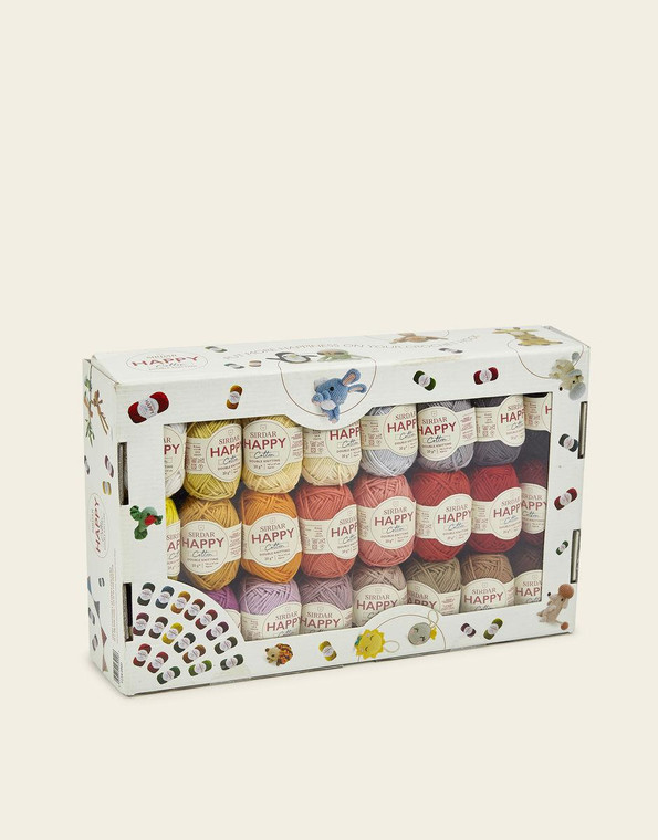 Sirdar Happy Cotton DK Happy Box - 50 Happy Cotton Colours in a Happy Box. Damaged packaging