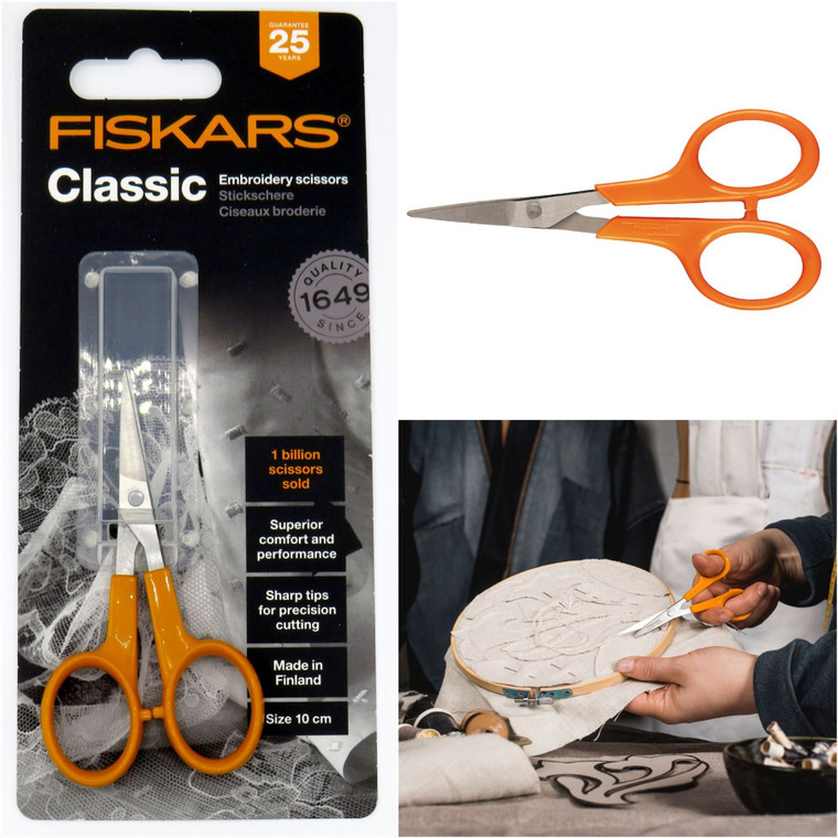 Fiskars Scissors Embroidery Needlework - 10cm. Damaged Packaging.